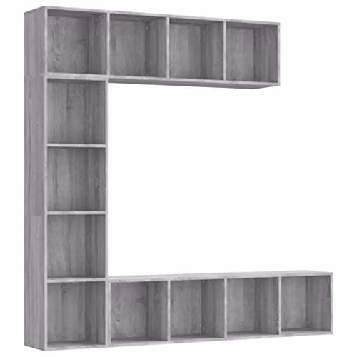 vidaXL 3-Piece Grey Sonoma Book and TV Cabinet Set, Wall-Mounted Modern Living Room Storage Solution
