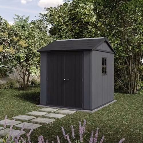 Keter Newton Plus Grey Wood-Effect Resin Garden Shed with Windows and Floor – 3