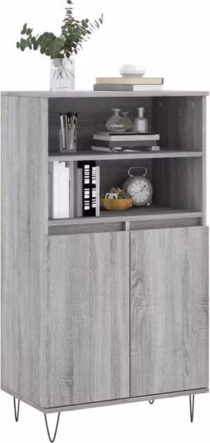 Berkfield Home Modern Grey Highboard with Hinged Doors and Internal Shelves, W/D/H: 60 x 36 x 110 cm – 1