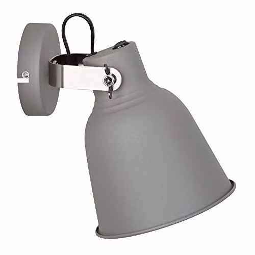 Netlighting Industrial and Retro Grey Metal Wall Lamp with E27 Cone Shade