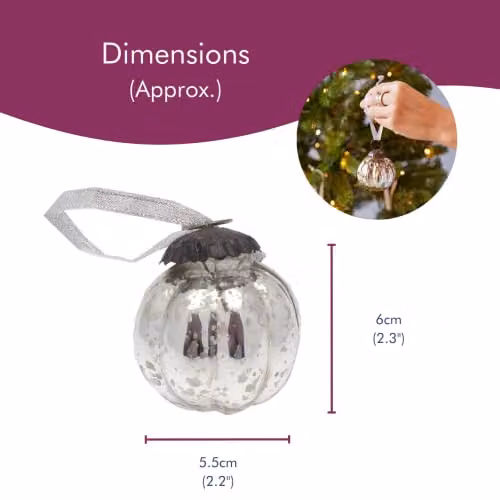 Paper High Set of 3 Silver Antique Effect Round Recycled Glass Christmas Hanging Baubles – 5