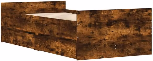 Berkfield Home Modern Small Single Bed Frame with Drawers in Smoked Oak Brown, W/D/H: 75 x 190 x 78 cm