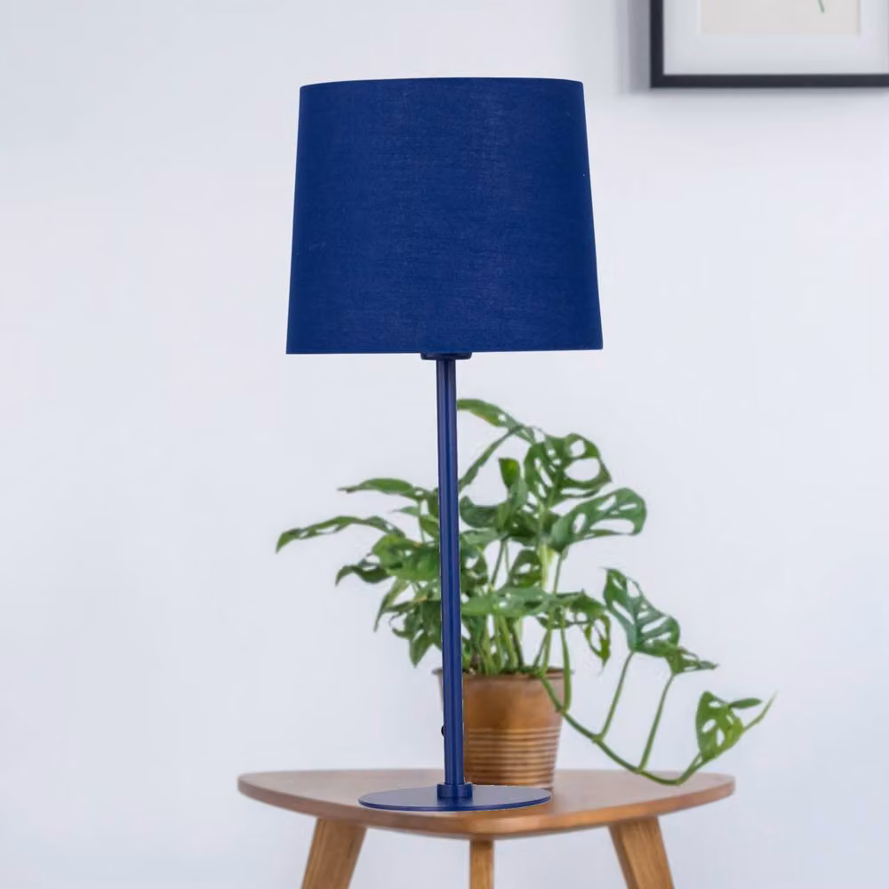 First Choice Lighting Blue Table Lamp with Fabric Shade – 2