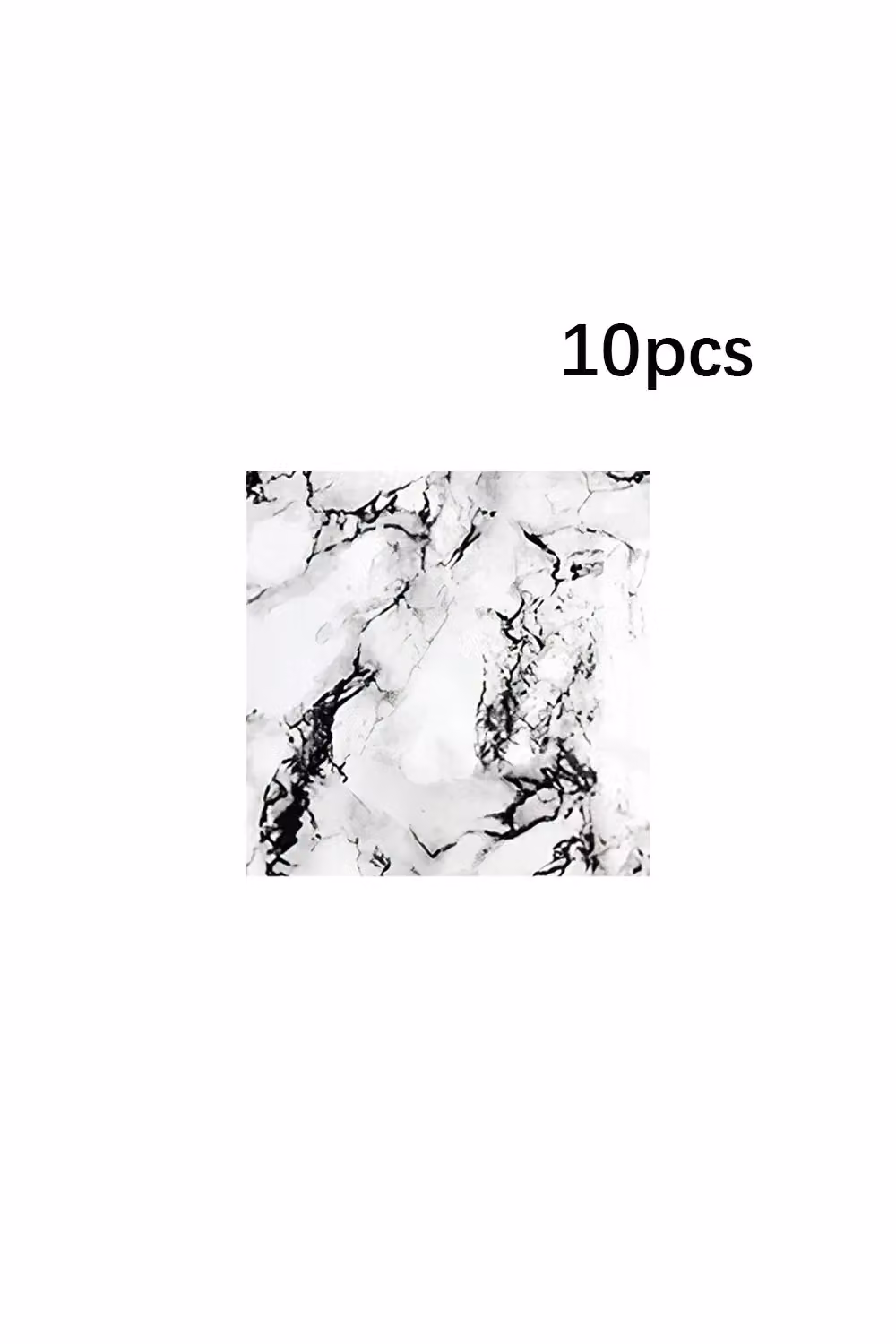Living and Home 10pcs Self-Adhesive Black and White Marble PVC Wallpaper, W/D/H: 40 x 40 x 0.16 cm – 3