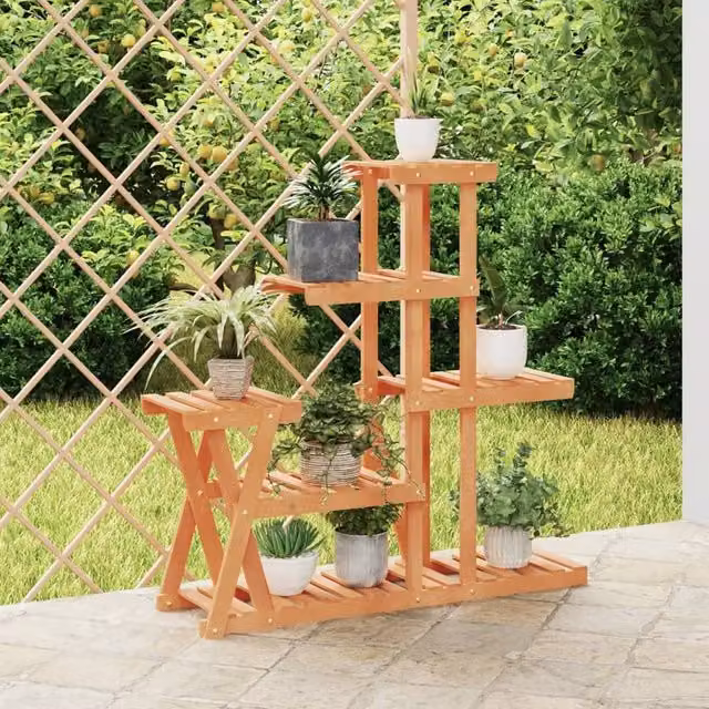 Berkfield Home Retro Solid Wood Flower Stand in Brown, W/D/H: 95 x 25 x 96 cm – 1