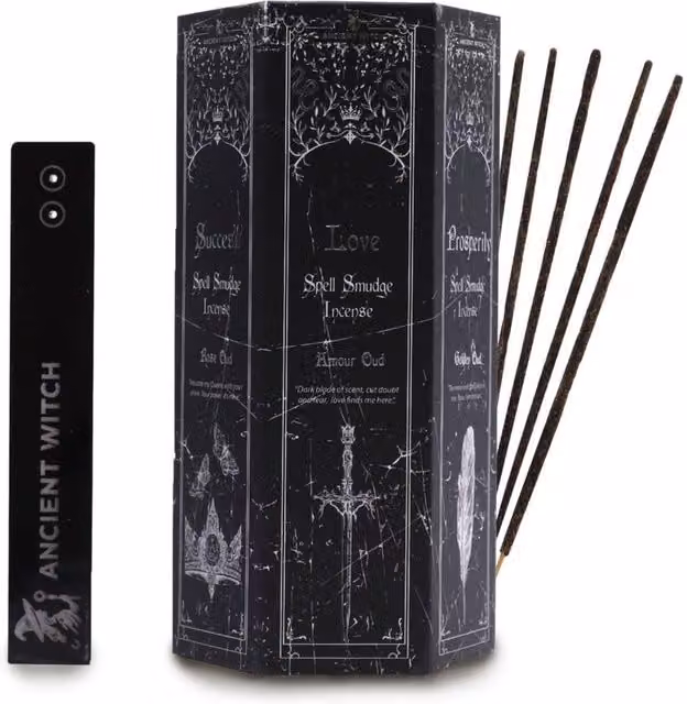 KDMD Pyramid Incense Set of 5 with Pendulum in Black, Woody Scented Sticks for Rituals – 1