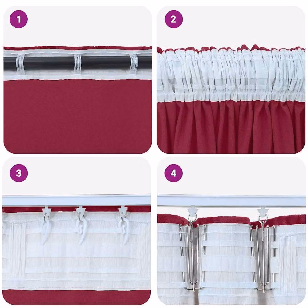 Berkfield Home Velvet Eyelet Curtains, 2 Pack, Red, H 175 cm x W 140 cm – 7