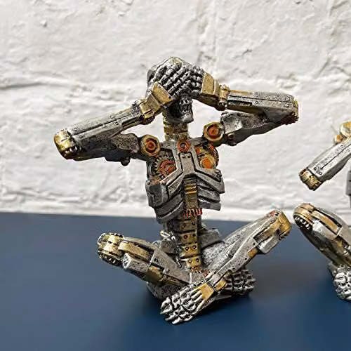 Gifts Direct 2 U Set of 3 Steampunk Skeleton Resin Ornaments in Silver, Gold and Multicolour – 3