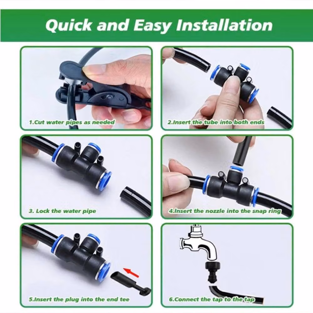 FLAVORA 30.48 m Adjustable Drip Irrigation Kit with Micro Sprayers in Black – 5