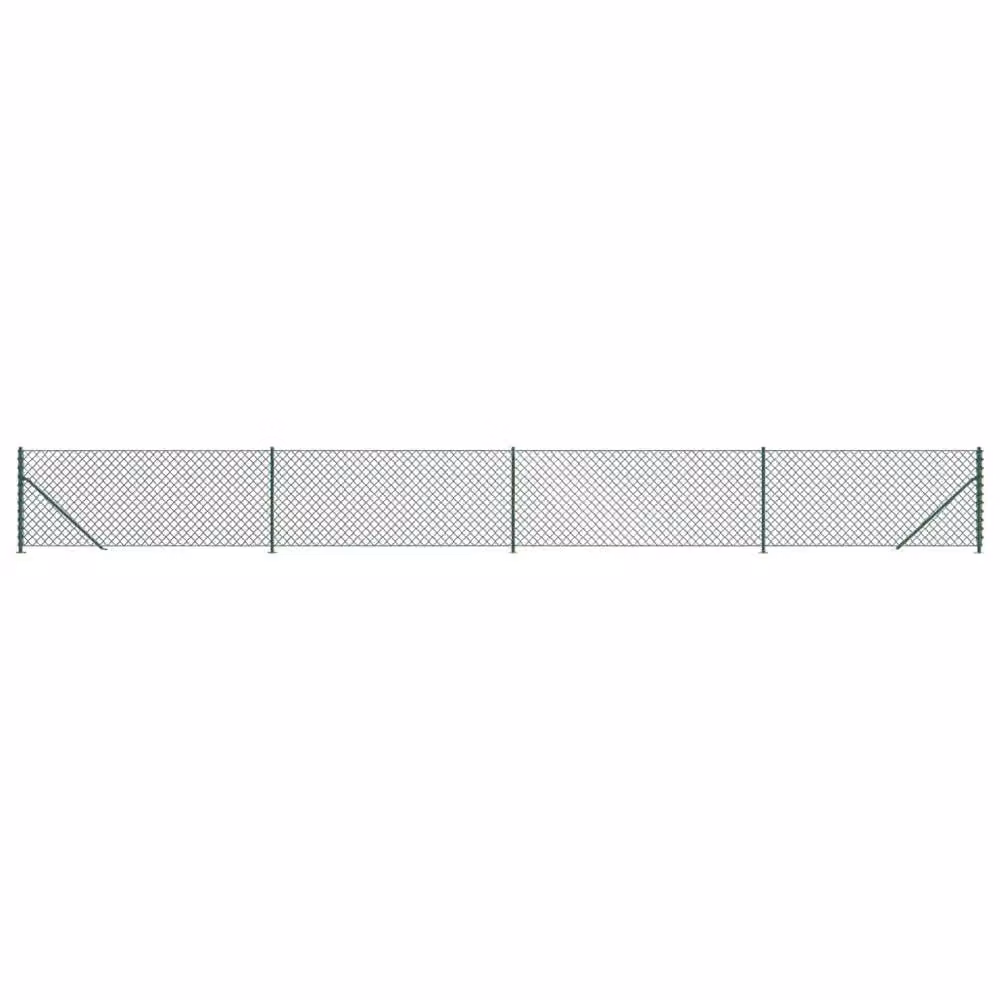 Berkfield Home Durable PVC-Coated Galvanised Steel Chain Link Fence with Flange, Green, H: 1.0 m x W: 10.0 m