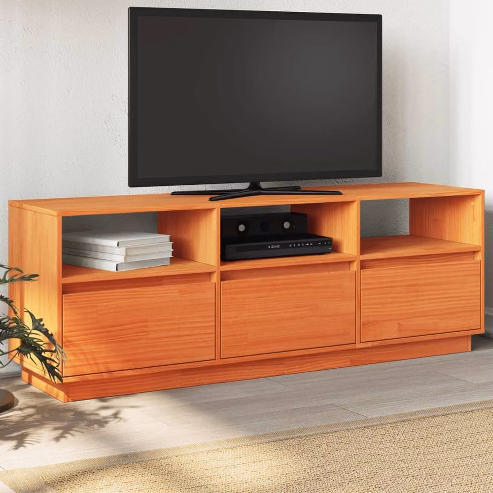 Berkfield Home Rustic Waxed Brown Solid Pine TV Cabinet W/D/H: 140 x 37 x 50 cm – 2