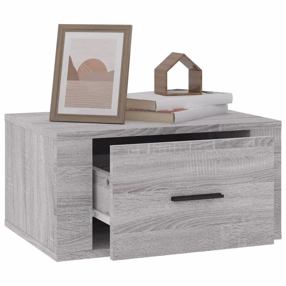 Berkfield Home Elegant Wall-mounted Bedside Cabinets, 2 Piece Set, Grey Sonoma, W: 50 cm, D: 36 cm, H: 25 cm – 2