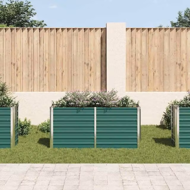 Berkfield Home Garden Galvanised Steel Raised Bed, Green, W/D/H: 160 x 40 x 77 cm – 1