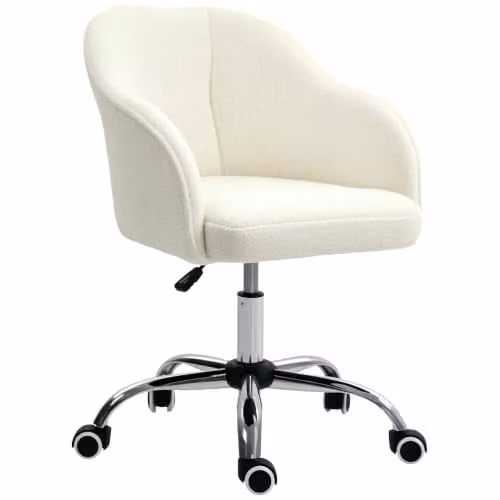 HOMCOM White Fabric Swivel Task Chair for Home Office and Bedroom, W/D/H: 61.0 x 46.0 x 120.0 cm – 1