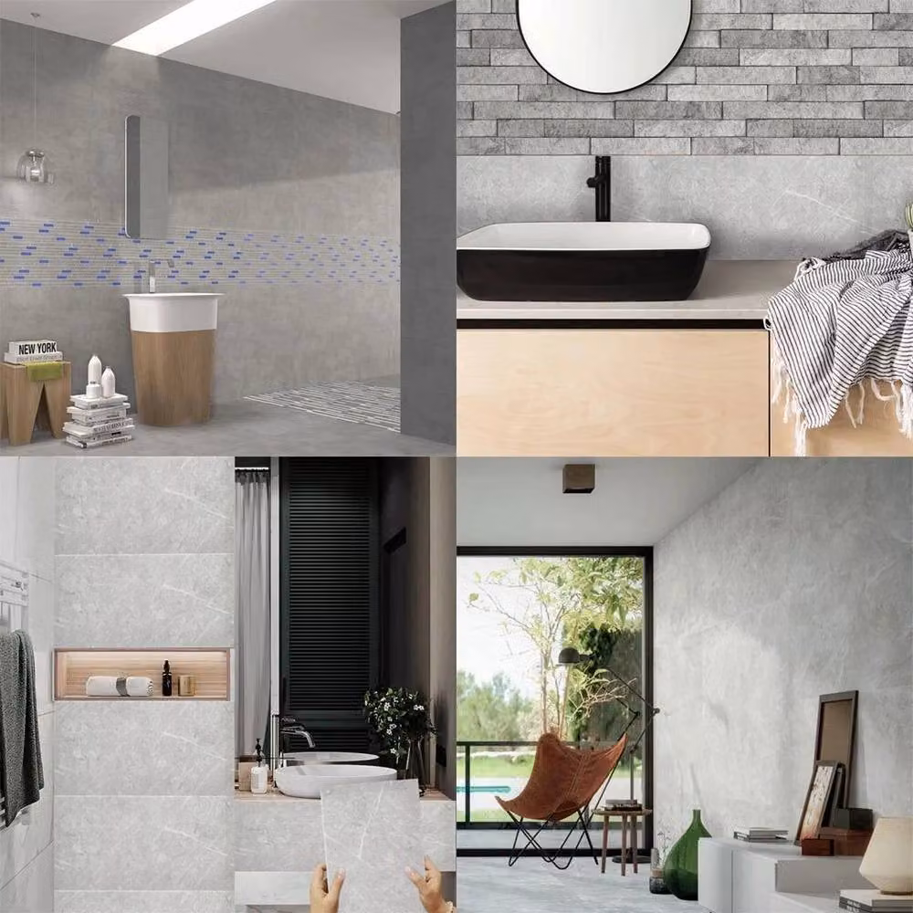 PAWNORA 10pcs Self-Adhesive Marble Look Wall Tile Stickers in Grey, Glossy Finish, W/D/H: 60 x 30 x 0.2 cm – 2