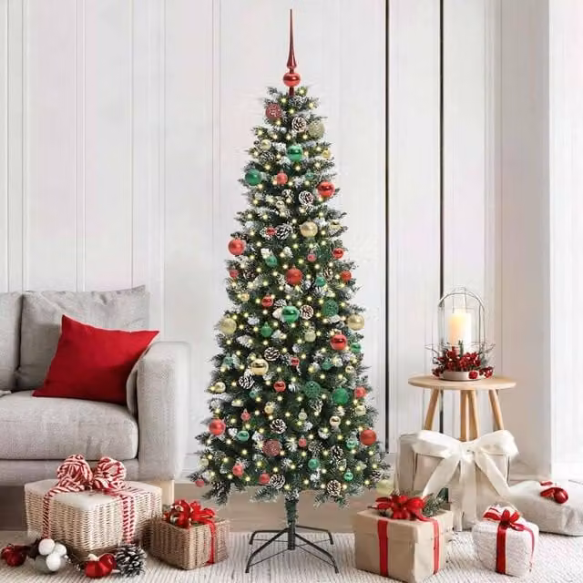 Berkfield Home Artificial Christmas Tree with 300 LEDs, Green, W/D/H: 76 x 76 x 180 cm – 1