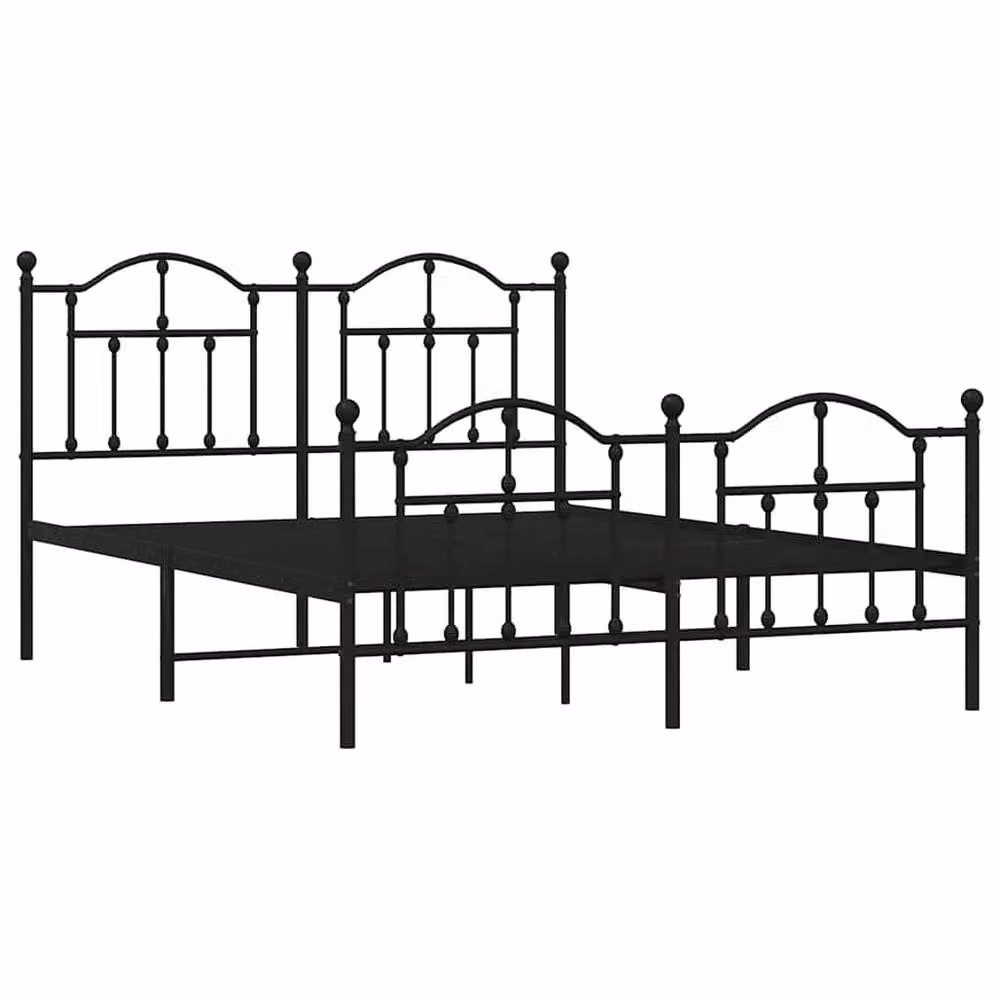 Berkfield Home Metal Bed Frame with Headboard and Footboard in Matt Black, 140 x 200 cm – 3