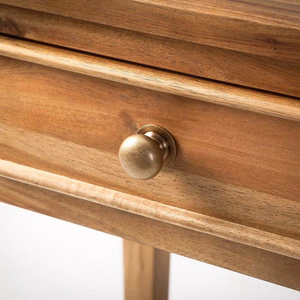 Signature RIVOLI Bedside Table with 1 Drawer in Aged Solid Acacia Wood, Dark Brown, W/D/H: 35 x 45 x 62 cm – 5