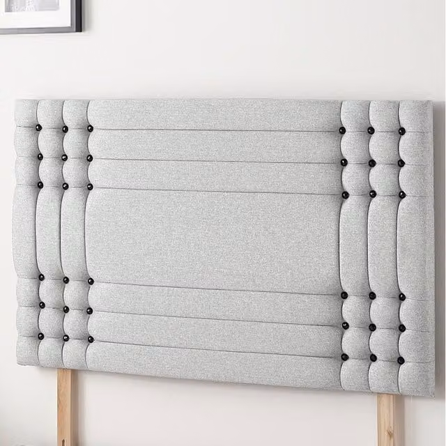 Somnior Beds Ltd Saville Linen Fabric Upholstered Divan Headboard in Green, Height: 81.28 cm, Width: 183 cm
