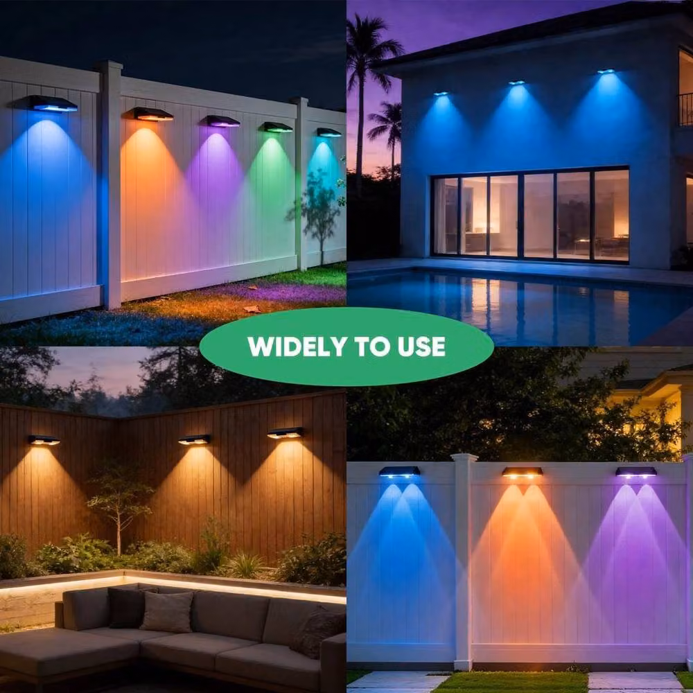 FLAVORA 12-Piece RGB LED Solar Powered Black Garden Wall and Fence Lights – 2