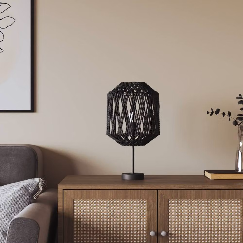 Berkfield Home Black Cylinder Lamp Shade in Metal and Paper, W/D/H: 23 x 23 x 28 cm – 2