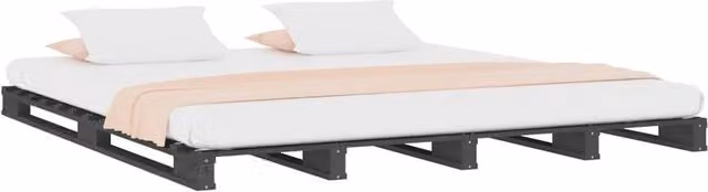 Berkfield Home Small Double Pallet Bed in Grey Solid Pine, W/D/H: 120 x 200 cm