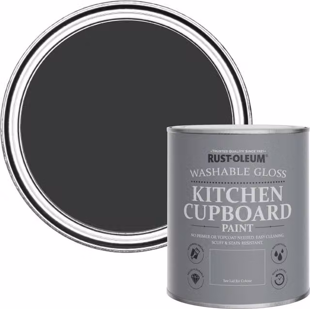 Rust-Oleum Kitchen Cupboard Paint Gloss Finish in Natural Charcoal Black, 750ml