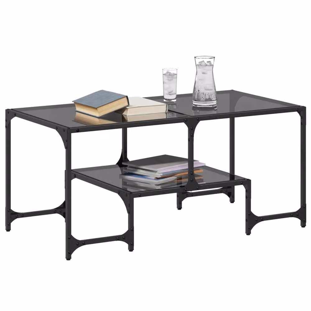 Berkfield Home Modern Rectangular Coffee Table with Black Glossy Glass Top and Steel Frame, W: 98.5 cm, D: 50 cm, H: 45 cm – 3