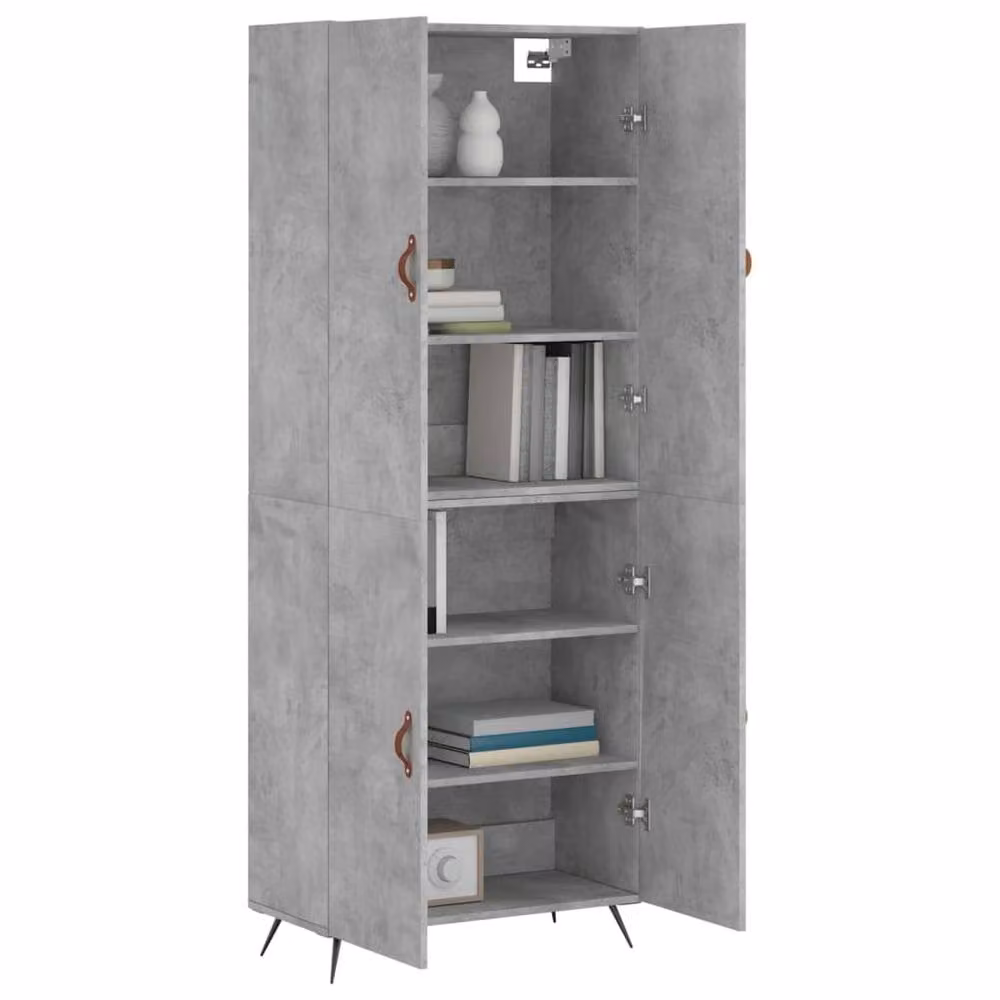 Berkfield Home Highboard in Concrete Grey, W/D/H: 69.5 x 34 x 180 cm – 2