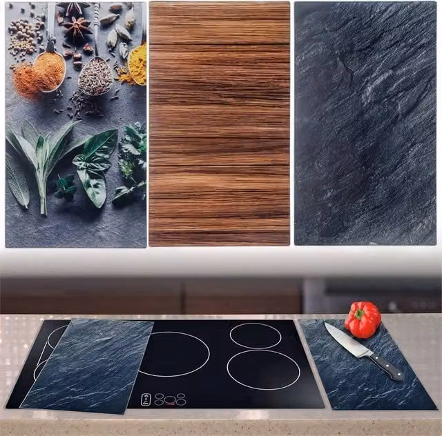 SPETLEK 2 Piece Universal Multicolour Glass Hob Cover Board Worktop Protector, W/D/H: 30 x 30 x 2 cm – 1