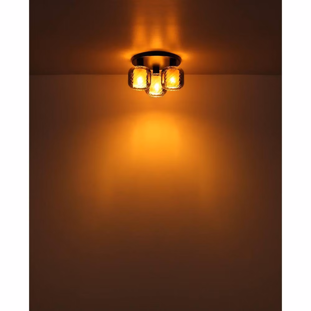 Netlighting Xia Shade Cluster Ceiling Light in Matt Black with Smoke Glass Shades, 3x E27 – 3