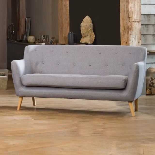 Artemis Home Lynwood 3 Seat Scandi Style Sofa in Light Grey Hessian Fabric, Width: 177 cm