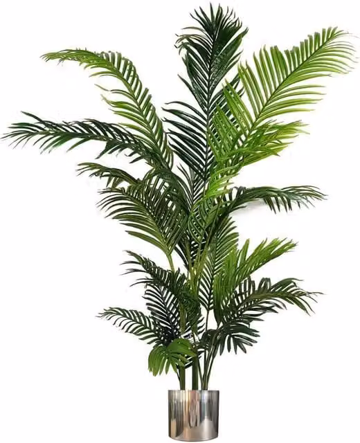 Leaf Extra Large 180 cm Artificial Palm Tree with Silver Planter in Green – 1