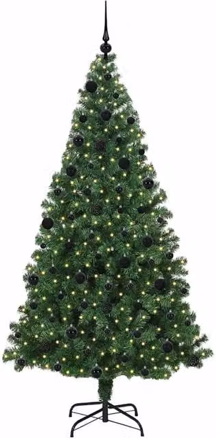 Berkfield Home Green Artificial Christmas Tree with 300 LEDs and Stand, Height: 210 cm – 1