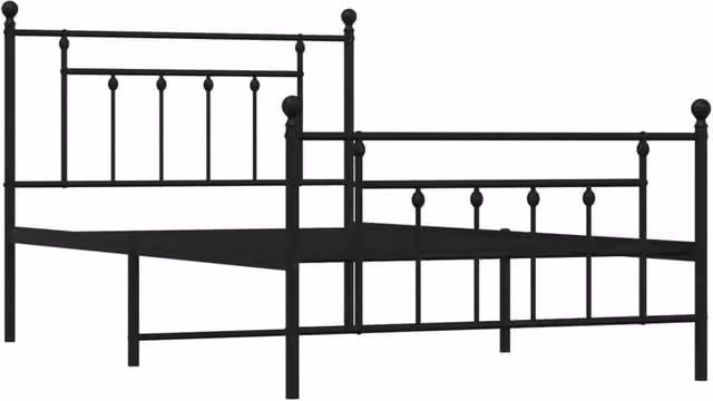 Berkfield Home Metal Bed Frame with Headboard and Footboard in Black W/D/H: 107 x 203 x 97 cm – 1