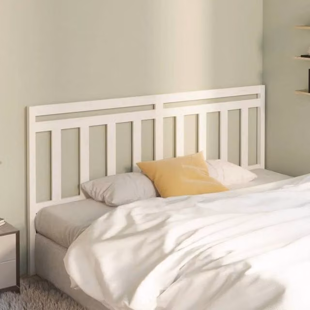 Berkfield Home White Solid Wood Pine Bed Headboard, W: 186 cm, D: 4 cm, H: 100 cm