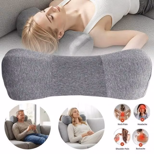 SPETLEK Ergonomic Contoured Memory Foam Neck Support Pillow in Grey