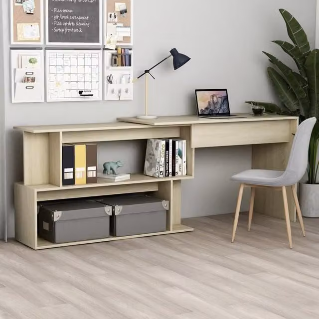 Berkfield Home Modern Corner Desk in Sonoma Oak Brown, W/D/H: 200 x 50 x 76 cm – 1