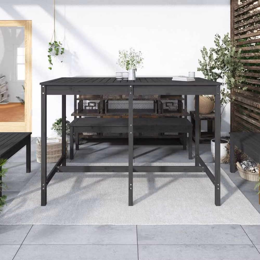 Berkfield Home Grey Rustic Solid Pine Garden Table, W/D/H: 159.5 x 82.5 x 110 cm – 2