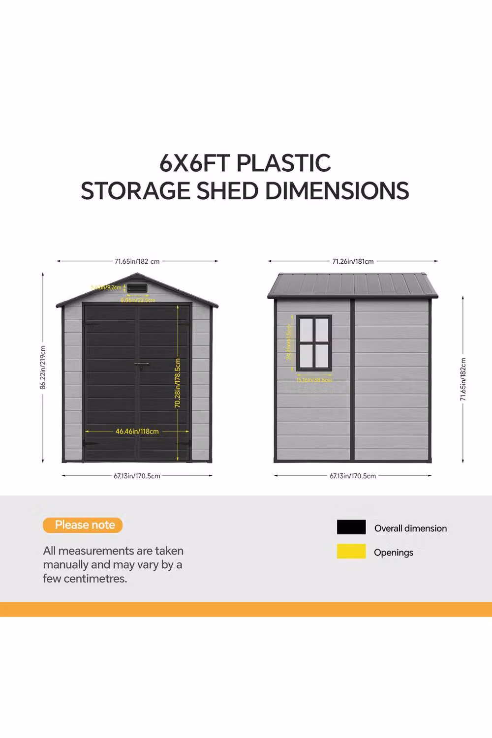 Living and Home Grey Plastic Outdoor Garden Storage Shed with Floor and Window, W/D/H: 182.88 x 182.0 x 219.0 cm – 5