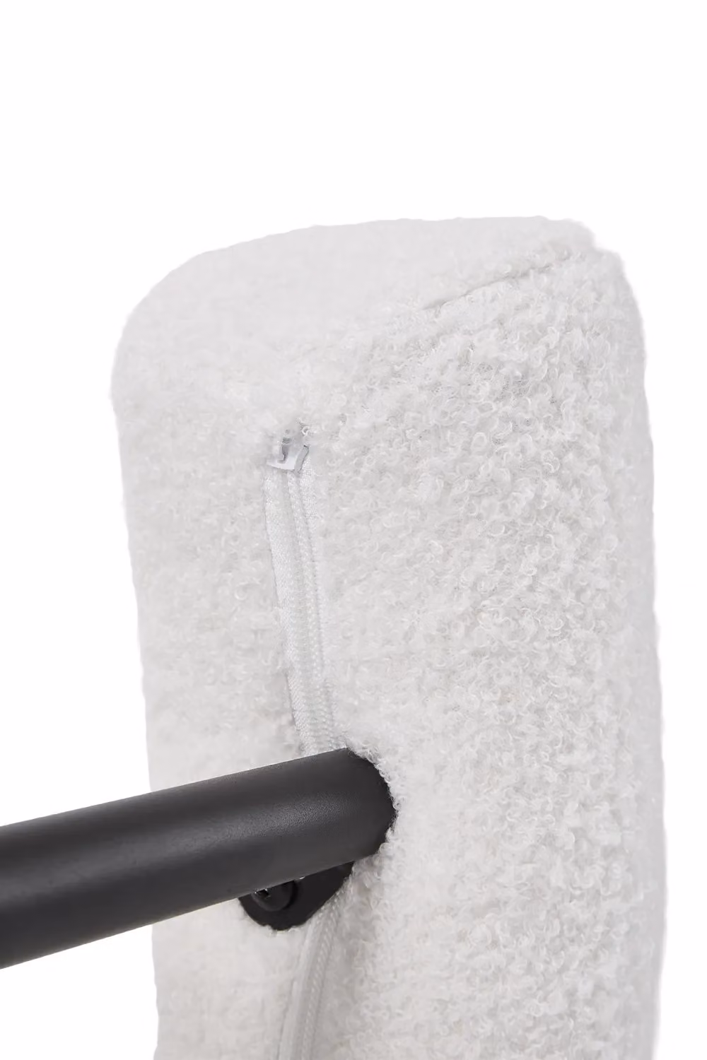Living and Home Set of 2 Modern White Bouclé Dining Chairs with Black Metal Legs – 2