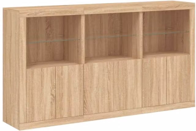 Berkfield Home Sonoma Oak Sideboard with Integrated LED Lights, Brown, W/D/H: 181.5 x 37 x 100 cm – 1