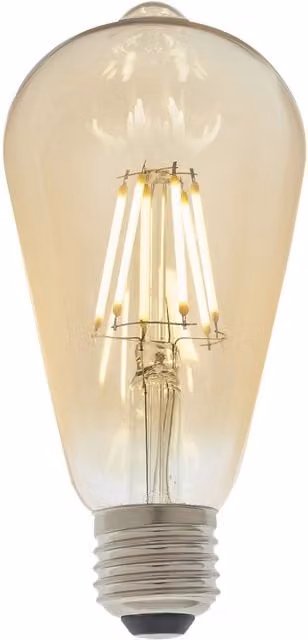 Loops Vintage Style Dimmable LED Filament Bulb, Pear Shaped E27, Amber Tinted Transparent Glass, Warm White