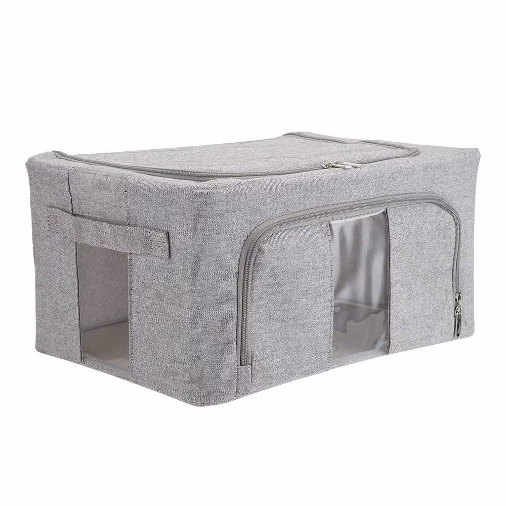 Garden Sanctuary 100L Fabric and Metal Frame Storage Box with Windows in Grey – 2