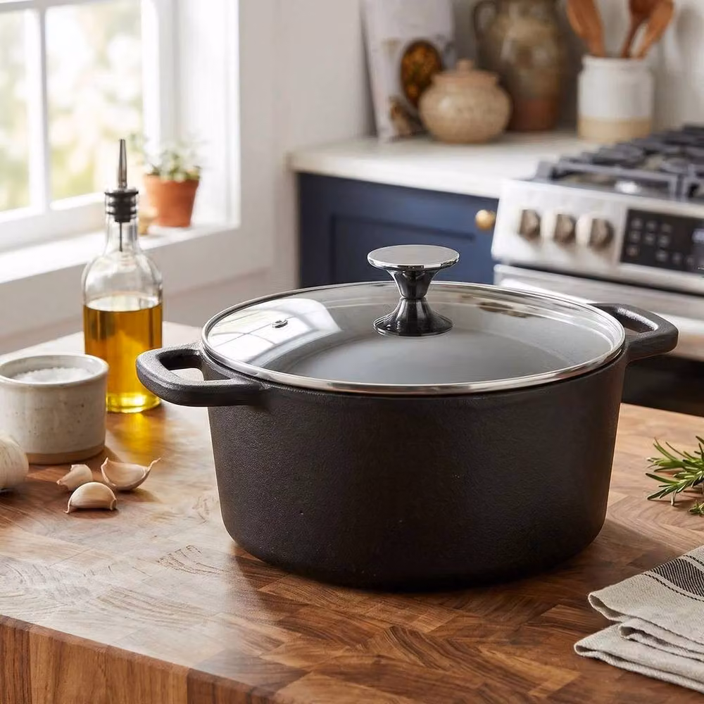 NESTLUNE Black Cast Iron Casserole Dish Pot for Stewing, W/D/H: 21 x 9 cm – 3