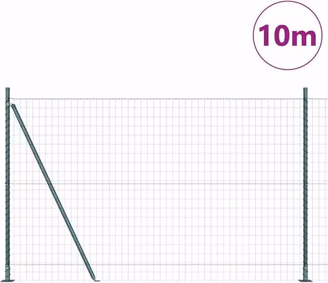 Berkfield Home Green Euro Fence with 7 Flanged Posts, Galvanised Steel, W: 10 m, H: 1.4 m – 1