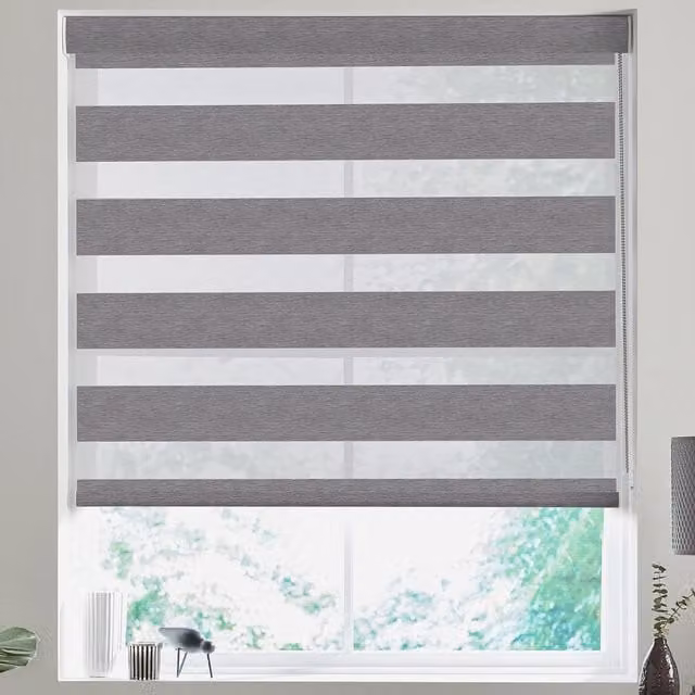 Terrys Evelyn Made to Measure Striped Day and Night Blind in Grey Textile