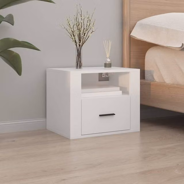 Berkfield Home Elegant Wall-mounted Bedside Cabinets, 2 Piece, White, W: 50 cm, D: 36 cm, H: 40 cm – 1