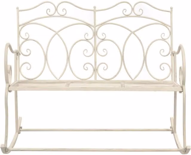 Berkfield Home Antique White Metal Garden Bench, Width: 104 cm