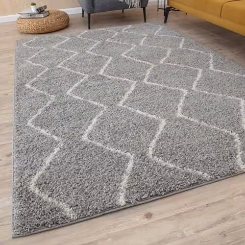 THE RUGS Moroccan Design Grey Living Room and Bedroom Rug, W/D/H: 200 x 290 x 1 cm – 1